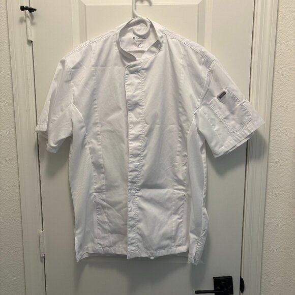 ChefWorks White Men's Chef Jacket Short Sleeve Size Large EUC - Picture 2 of 8